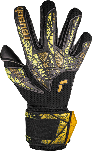 Reusch Attrakt Duo Finger Support 5470050 7739 black yellow gold front